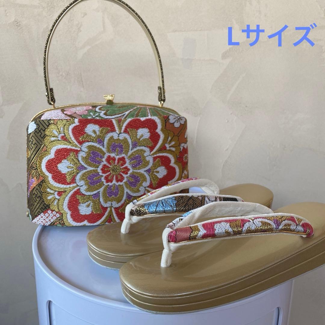 成人式　振袖　日本製　西陣帯地使用　和装バッグぞうりセット　リバーシブル　L pe8095.jpg