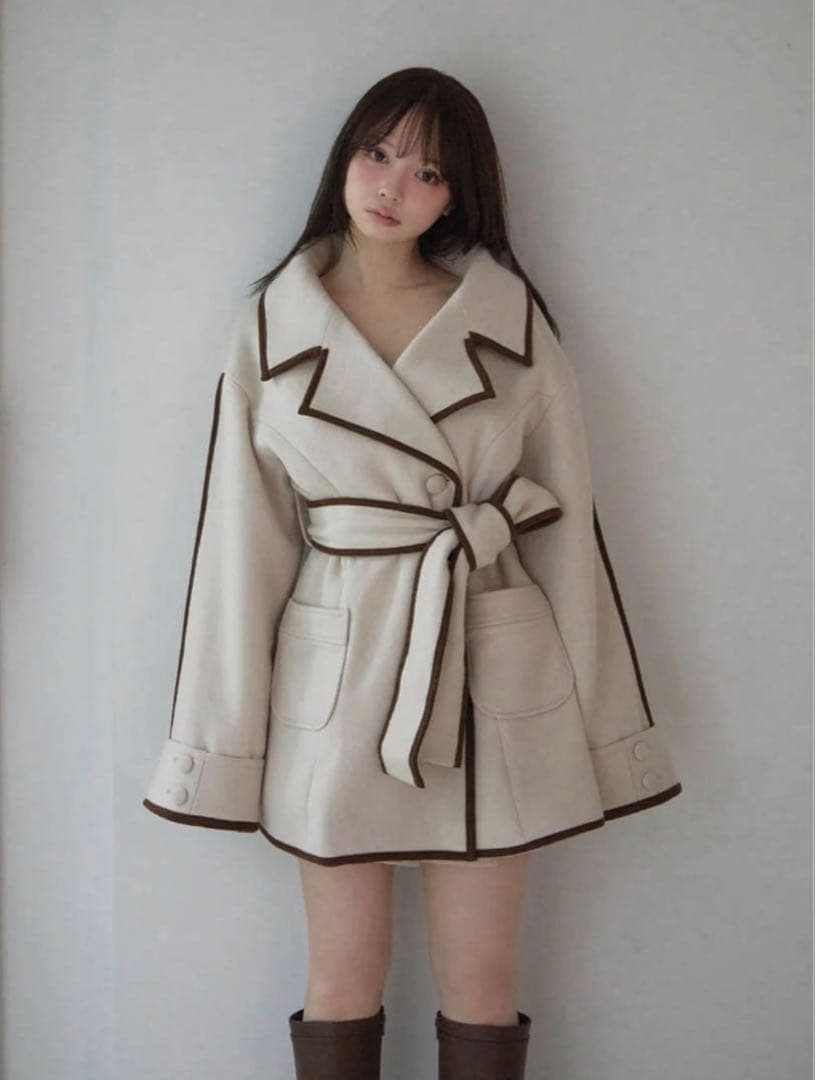 ジャケット・アウター ANDMARY Ange wool short coat beige ANDMARY】Ange wool short coat