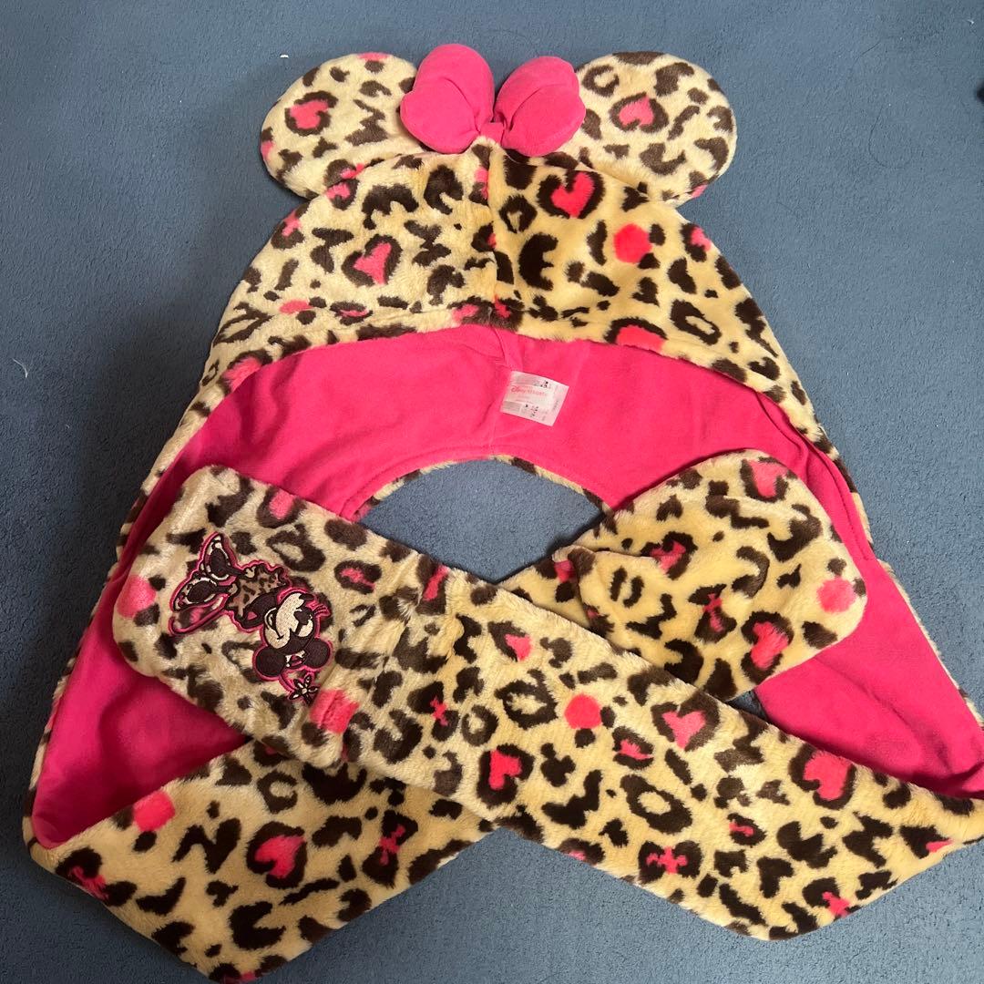 明日発送予定 ミニー ヒョウ柄 ファンキャップ マフラー ピンク - メルカリ