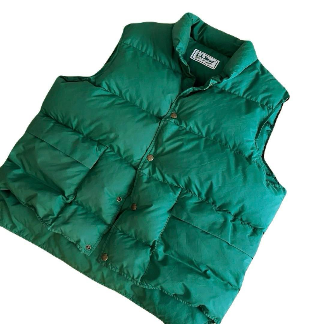 【80s】L.L.Bean Down Vest グリーン L相当 美品 即完売