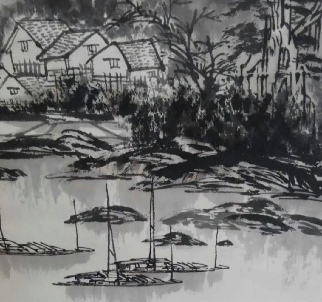 中国の水墨画、盧景春 肉筆漓江煙雨 掛け軸 大幅 名品绘画 。 - メルカリ