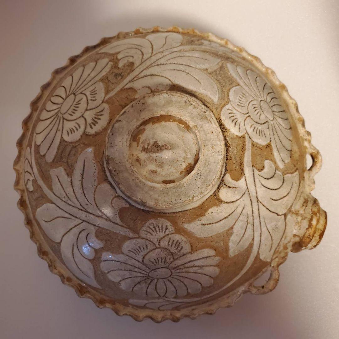 中国古玩 磁州窯 双耳扁壺 時代物唐物