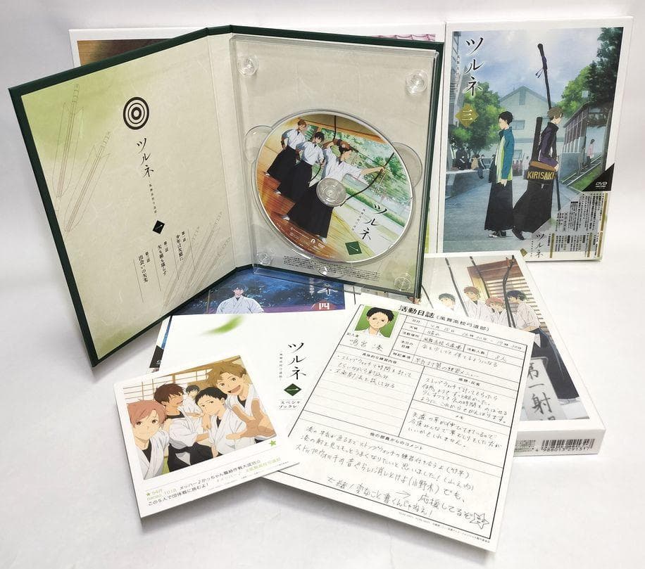 ①②巻帯なし、③④⑤巻未開封の良品♪　ツルネ -風舞高校弓道部- 5巻S　DVD
