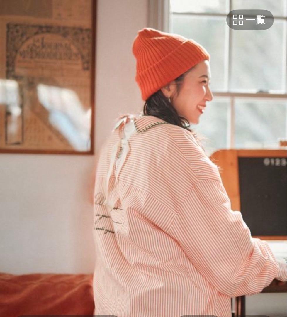 ニコアンド be with M Misayo シアストシャツ オレンジストライプ