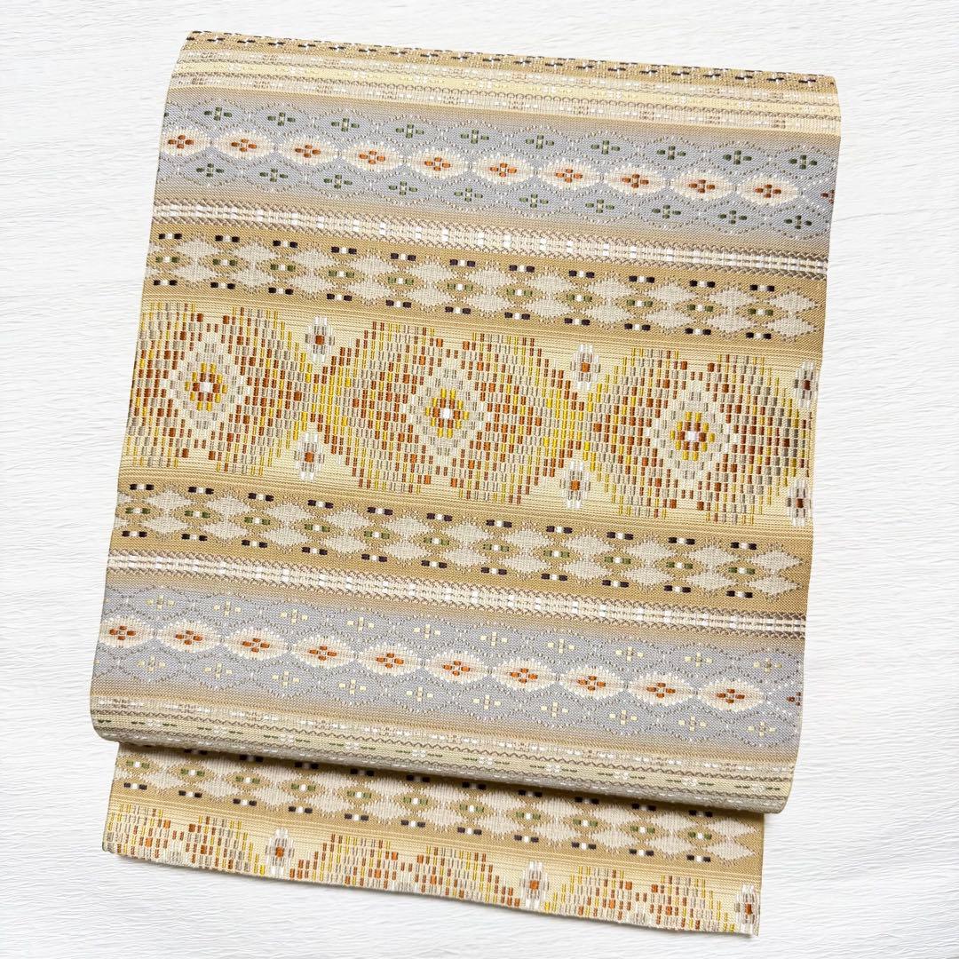 m-22 本場琉球 島花織 幻想雪輪文 袋帯 正絹 2通り 両面 未使用 000000026373-01.jpg?size=org&t