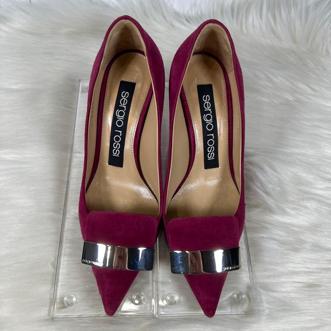 セルジオロッシ sr1 スエード パンプス ワインレッド プレート 35
