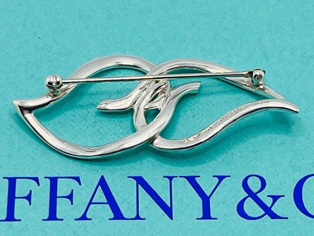c736 美品 1987 オールド ティファニー ダブルリーフ ブローチ 925