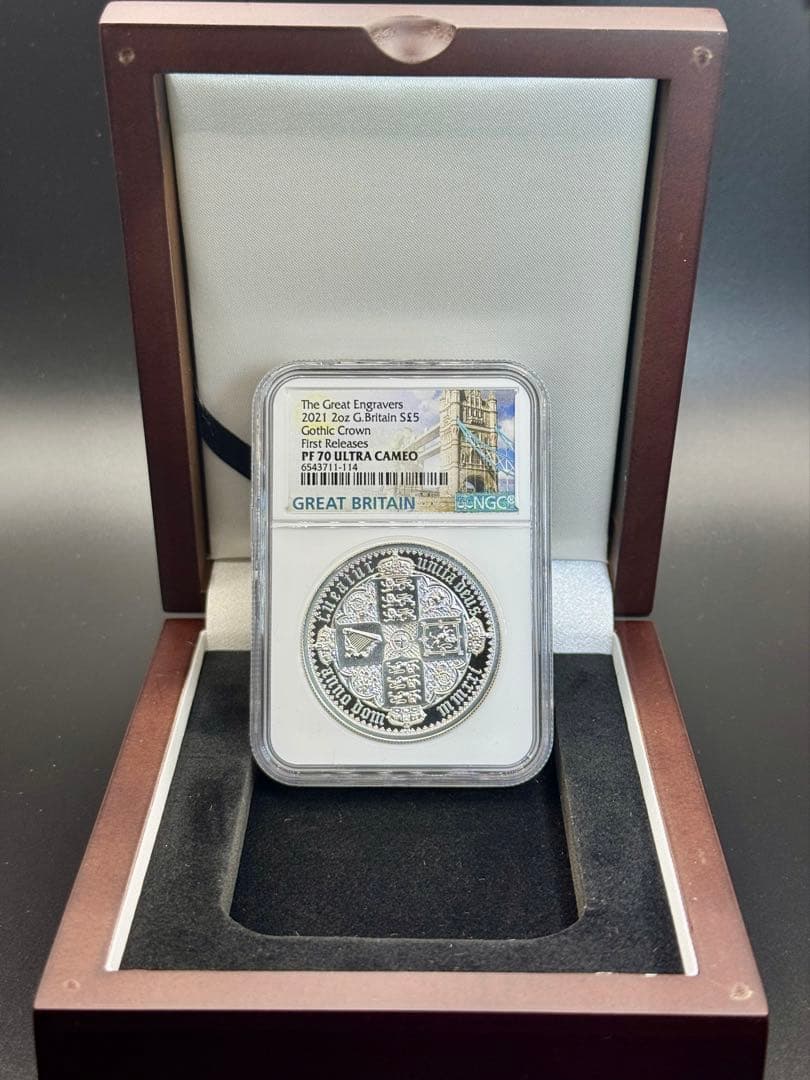 美しき ゴチッククラウン シールド 2021年 2オンス 銀貨 PF70UC 2021 英国 エリザベス2世 ゴシッククラウン 5ポンド 銀貨 2オンス
