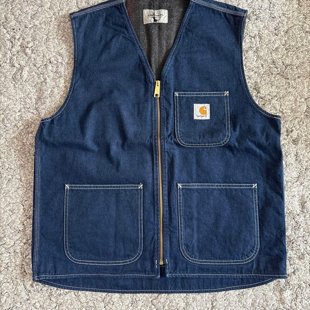 オンラインファッション - Carhartt デニム ベスト ダークブルー