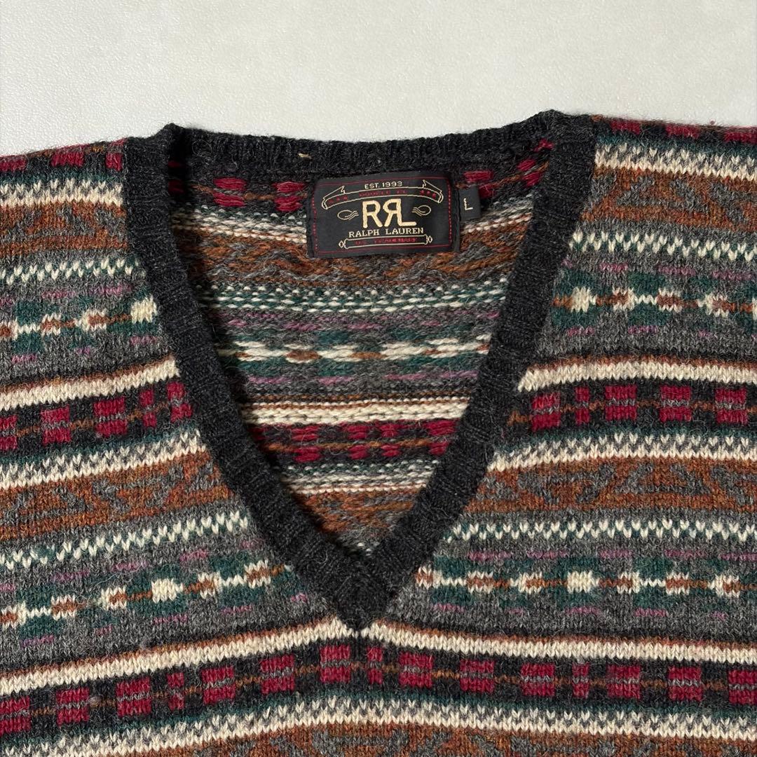希少・超美品】RRL 三ツ星タグ 90s フェアアイル柄 ニット ベスト L