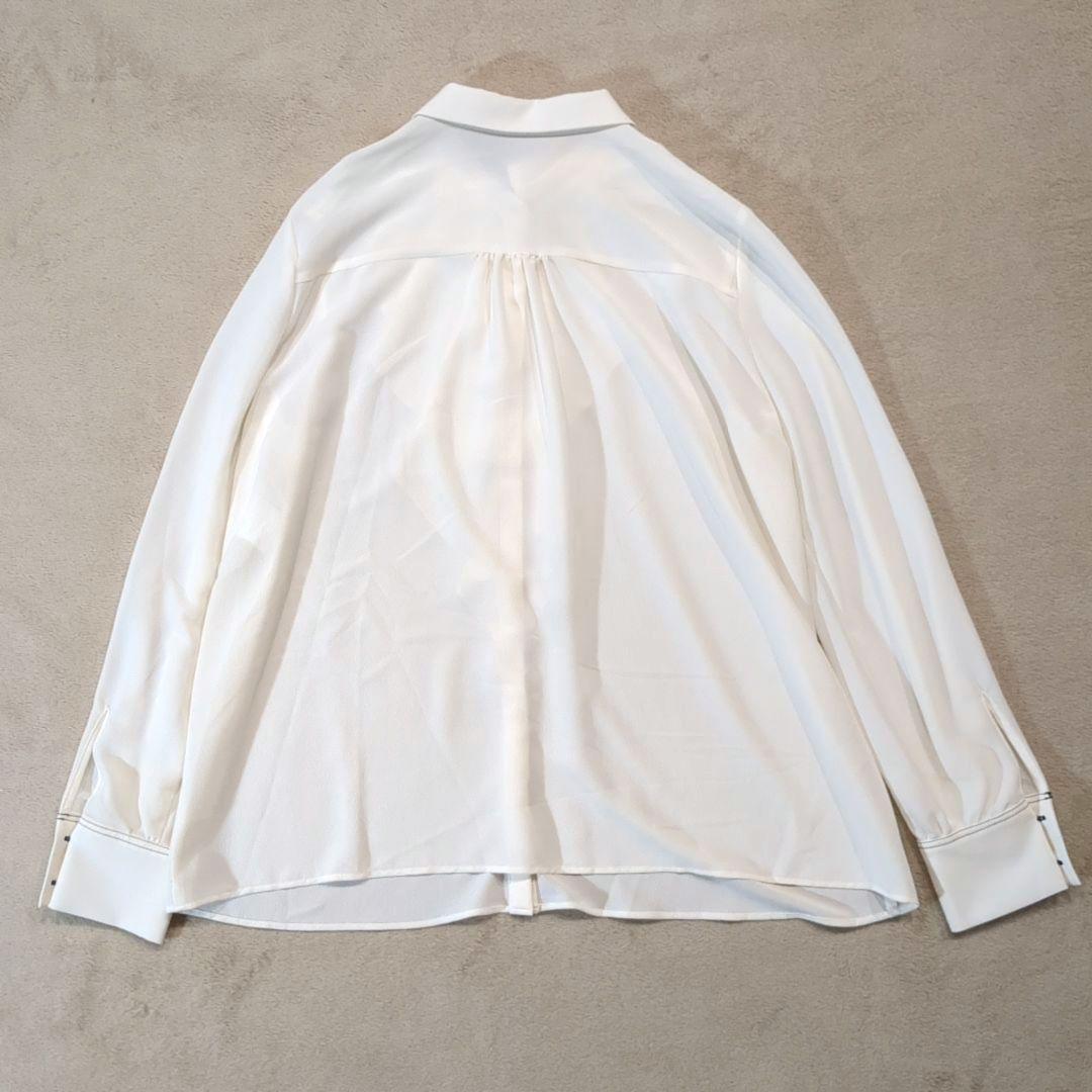 ANAYI アナイ ボウタイ 紐リボン フリルブラウス 長袖 ジョーゼット 白