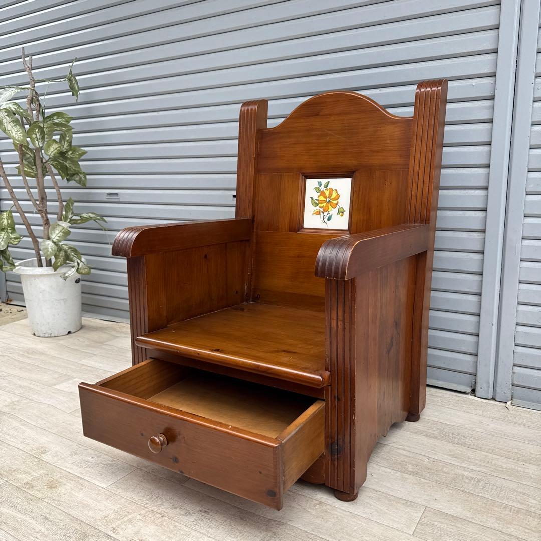 スペイン製 タイル ACTUS バレンシア 椅子 パイン材 1人掛け - メルカリ