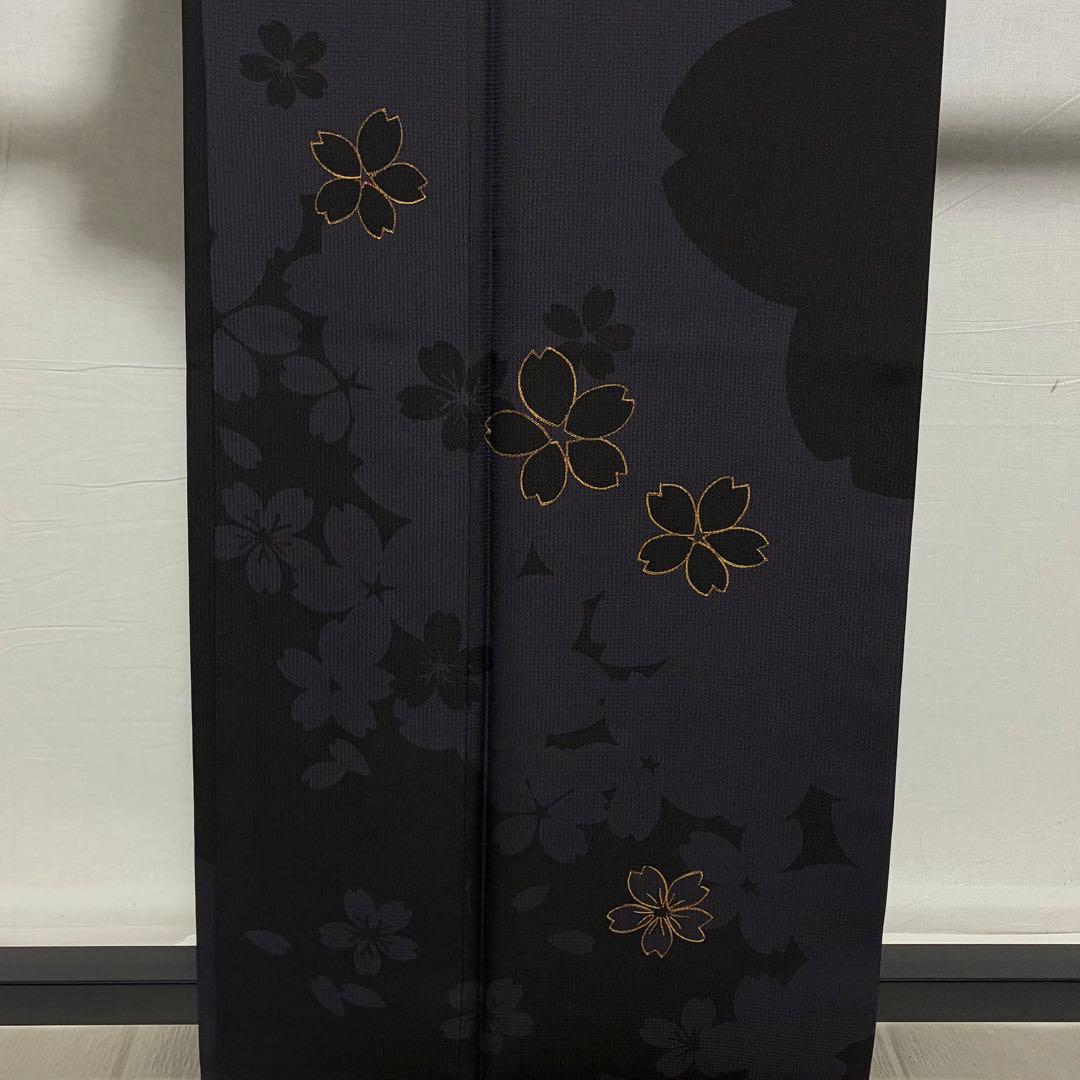 D308 訪問着 桜 黒地 金彩 正絹 着物 袷 極美品 - メルカリ