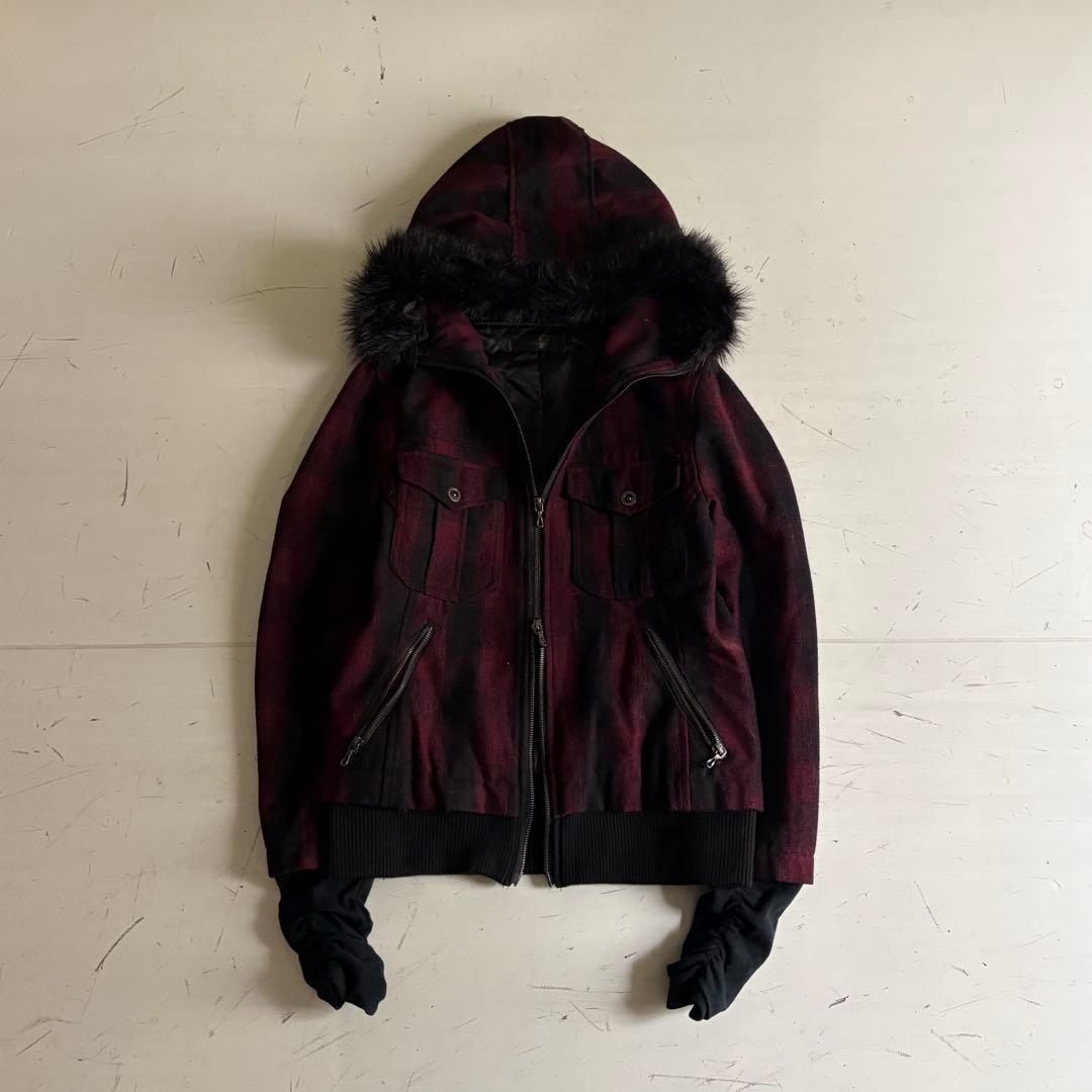 00's vintage ファー ジップパーカー アーカイブ y2k グランジ - メルカリ