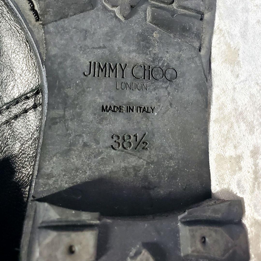 JIMMY CHOO 25.5cm バイカーブーツ 黒 レザー 38.5