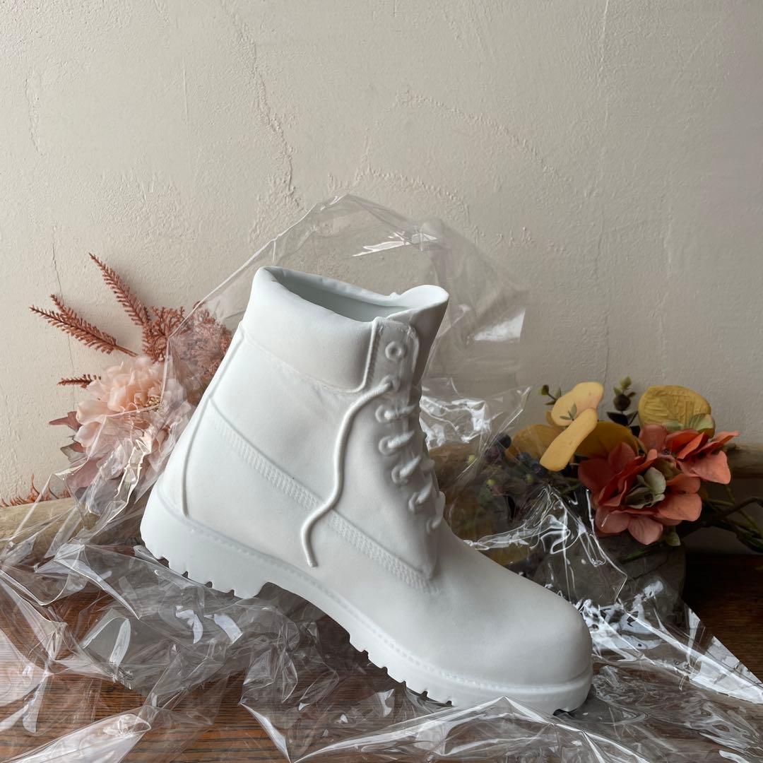 ティンバーランド オリジナル イエローブーツ オブジェ 花瓶 陶器 白