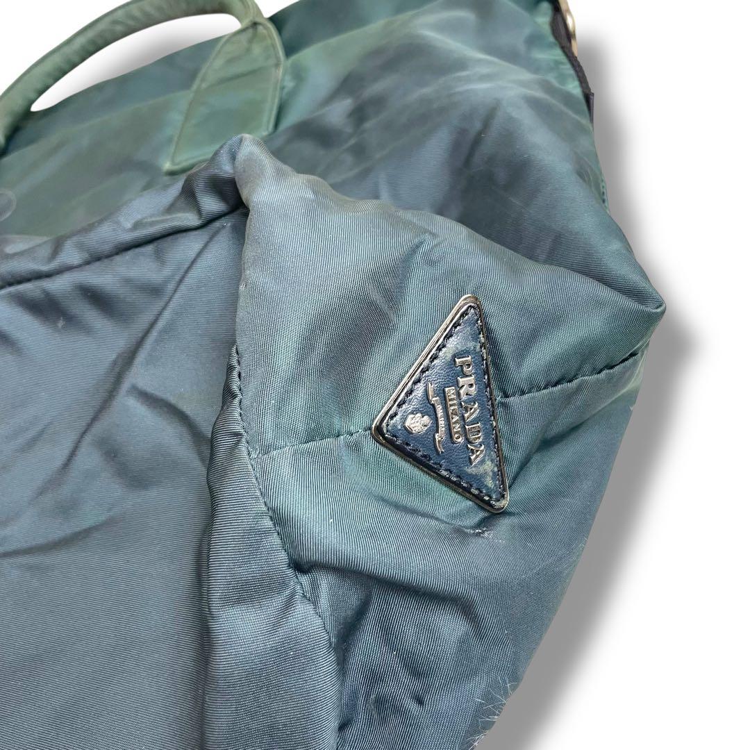 人気】プラダ リバーシブル トートバッグ ナイロン ネイビー グリーン