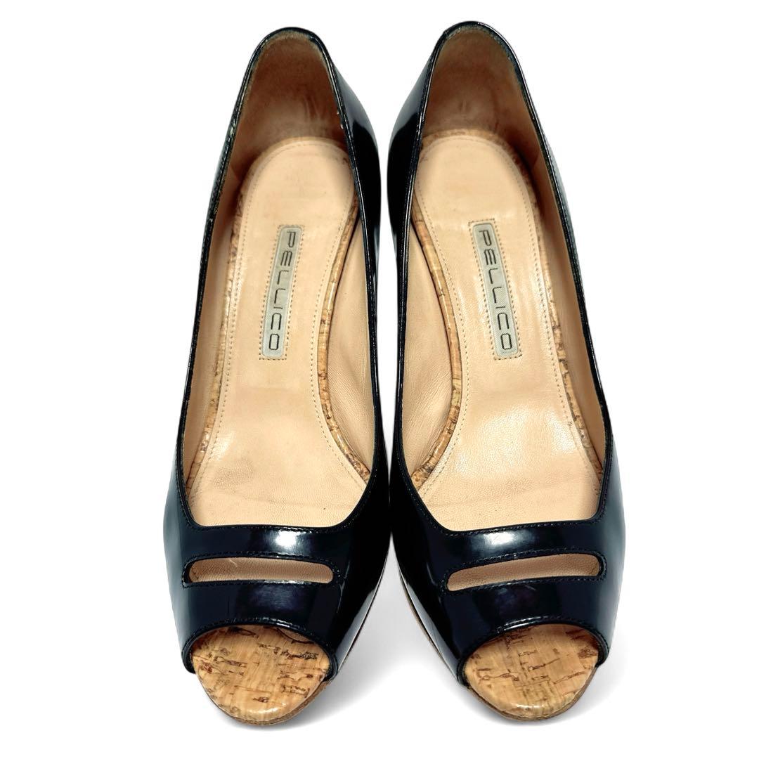 美品✨ペリーコ 36 約23㎝ パンプス アネッリ オープントゥ エナメル