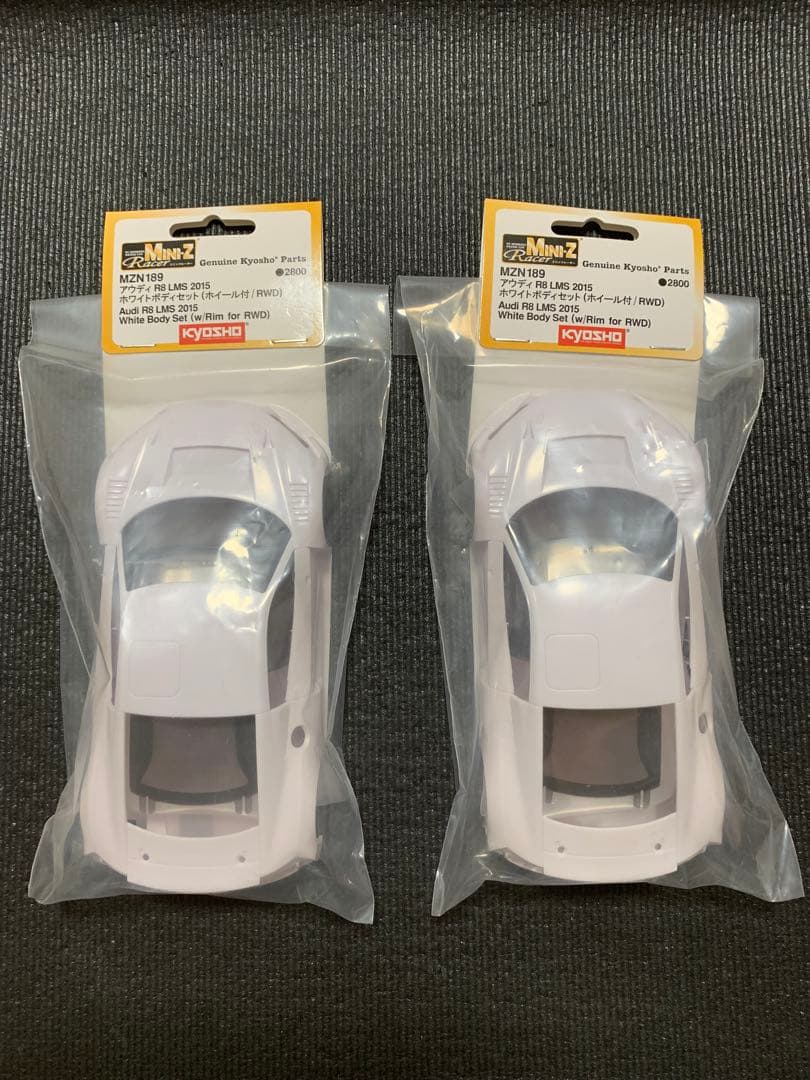 京商ミニッツホワイトボディ　アウディR8LMS2015 2台セット　MZN189 Audi R8 LMS 2015 ホワイトボディセット(ホイール付) MZN189 | 京商
