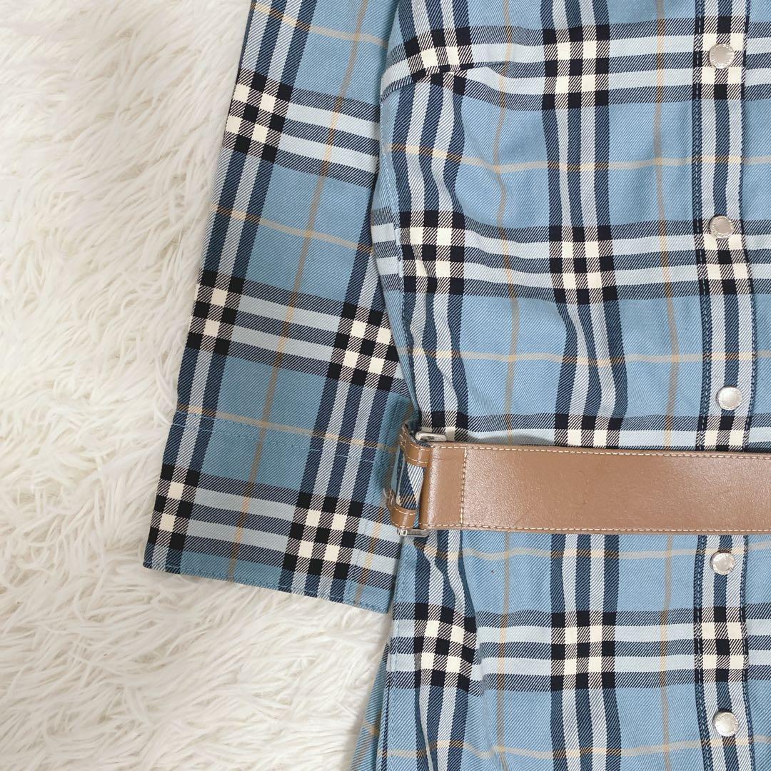 希少美品 バーバリーブルーレーベル ノバチェック シャツワンピース