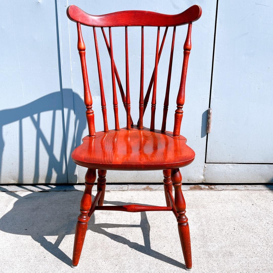 アンティーク② 飛騨産業 ウィンザーチェア ブナ キツツキ 無垢材 赤