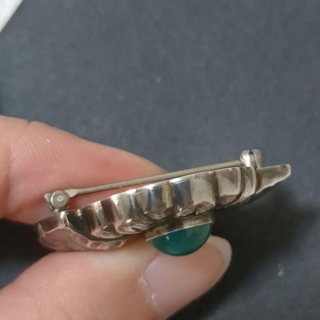 ジョージジェンセン激レアブローチ71グリーンアゲイト AG925