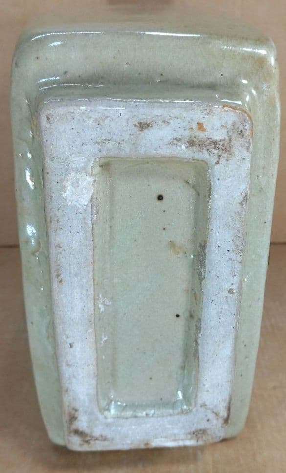 濱田庄司(浜田庄司) 白釉鐵絵扁壷 共箱 人間国宝 益子焼 美品 黍花文