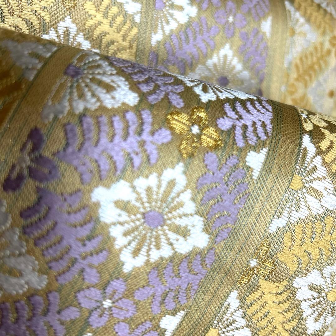 正絹　袋帯《刺繍　花亀甲　ライン》