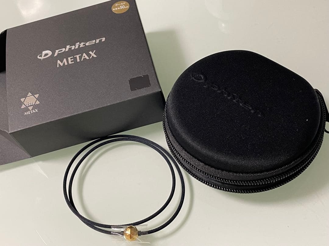 【未使用】RAKUWAネック メタックス ミラーボールカット：ゴールド50cm ファイテン Phiten RAKUWAネック メタックス ミラーボール （ブラック