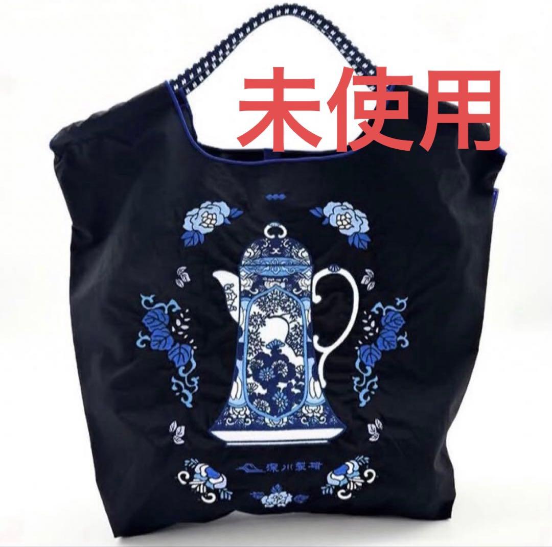 【新品】ボールアンドチェーン 深川製磁 ポット柄 黒 エコバッグ M 新品】ボールアンドチェーン 深川製磁 ポット柄 黒 エコバッグ M
