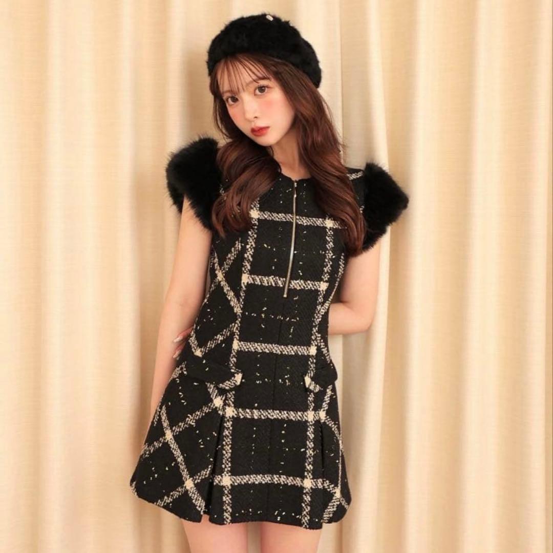 M me eme メゾンツイードミニワンピース 店舗限定カラーブラック新品未