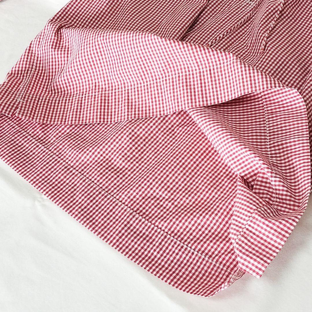 美品 45rpm ギンガムチェック タックスキッパーブラウス コットン 3 赤