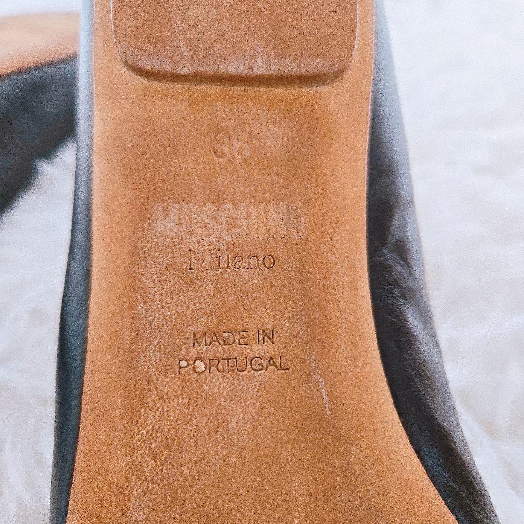 極美品 モスキーノ Moschino フラット バレエシューズ レザー 23cm