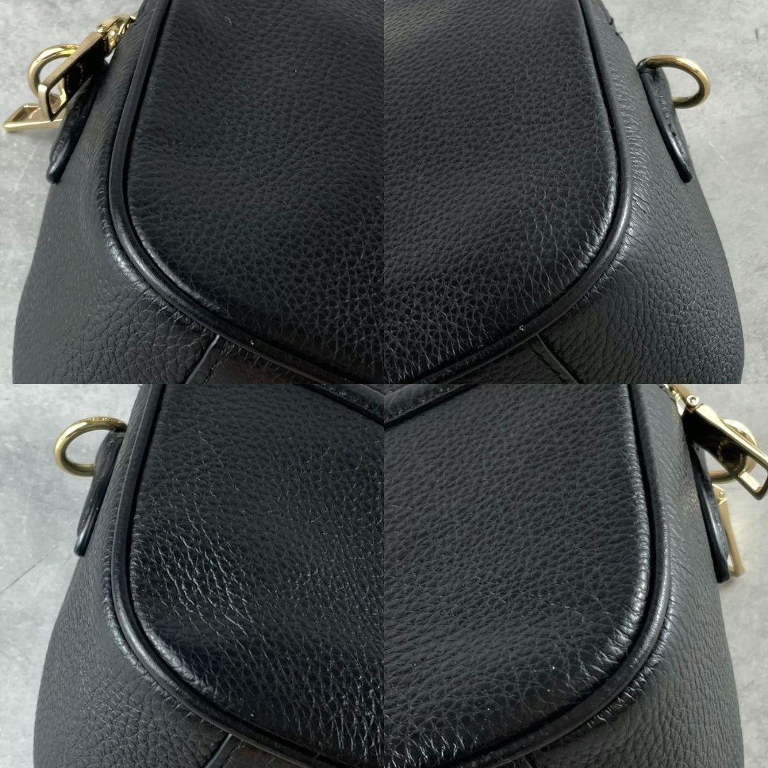 未使用級 コーチ ジェス 2way カメラバッグ ダブルジップ シボ革 ブラック