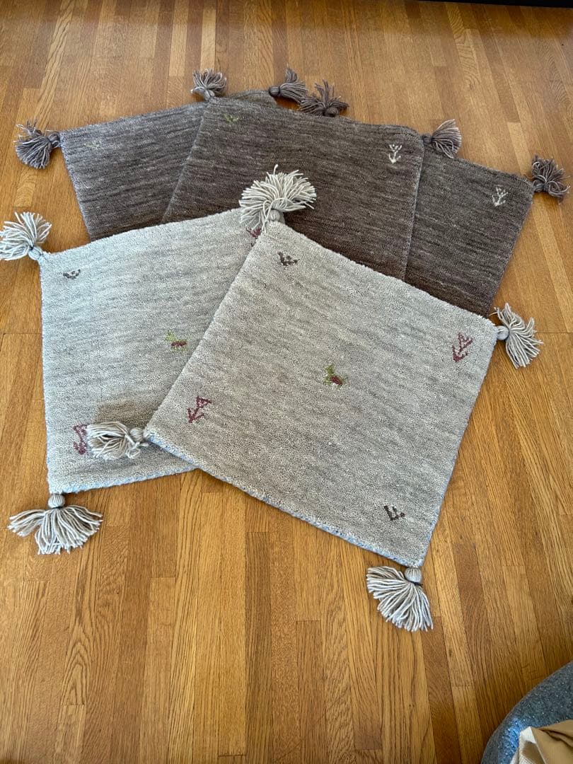 ギャッベ・タッセル付き刺繍ラグ・カーペット 5枚セット ギャッベ・タッセル付き刺繍ラグ・カーペット 5枚セット ギャッベ