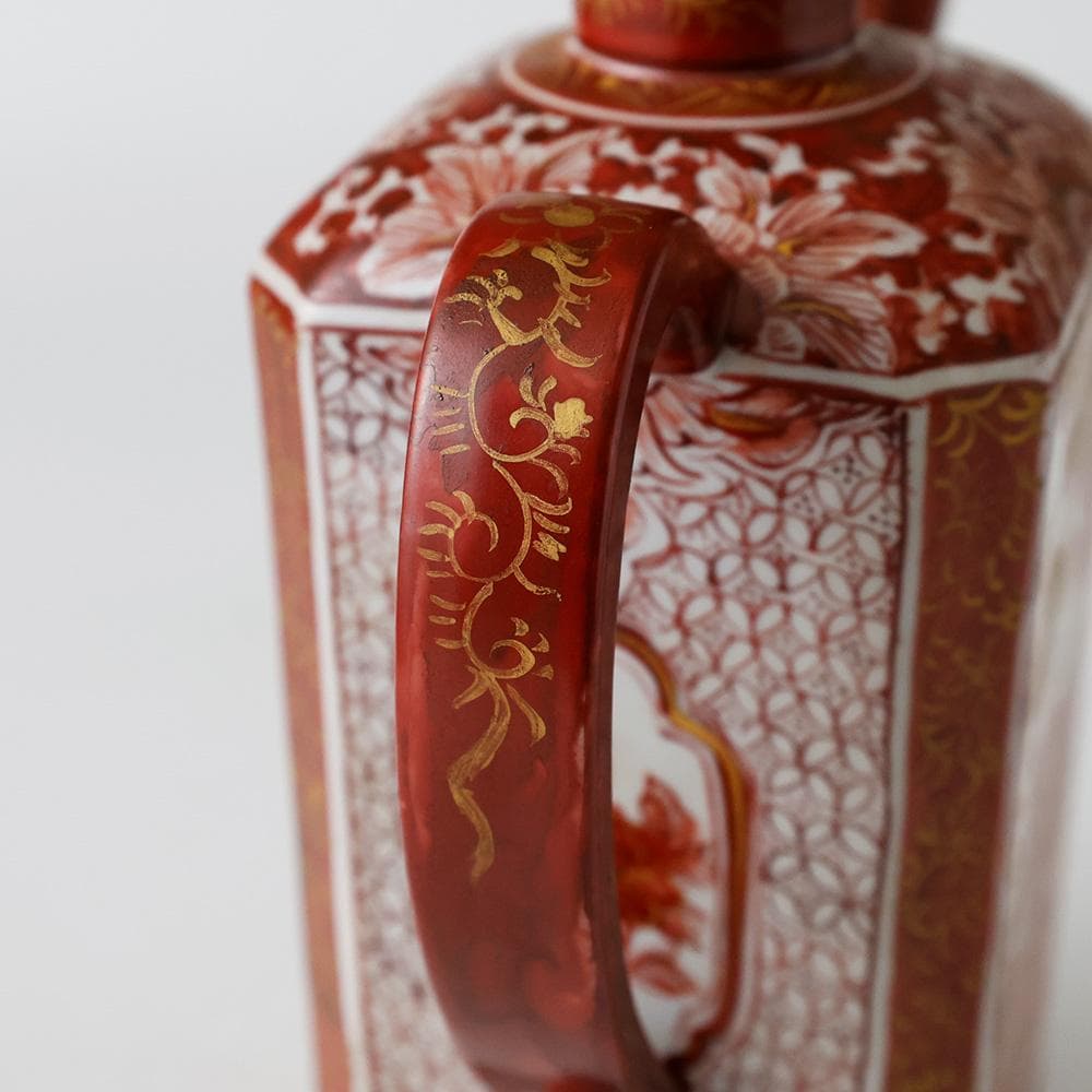 時代年代物 九谷焼 赤絵金彩 唐草 花鳥 楼閣図 水注 - メルカリ