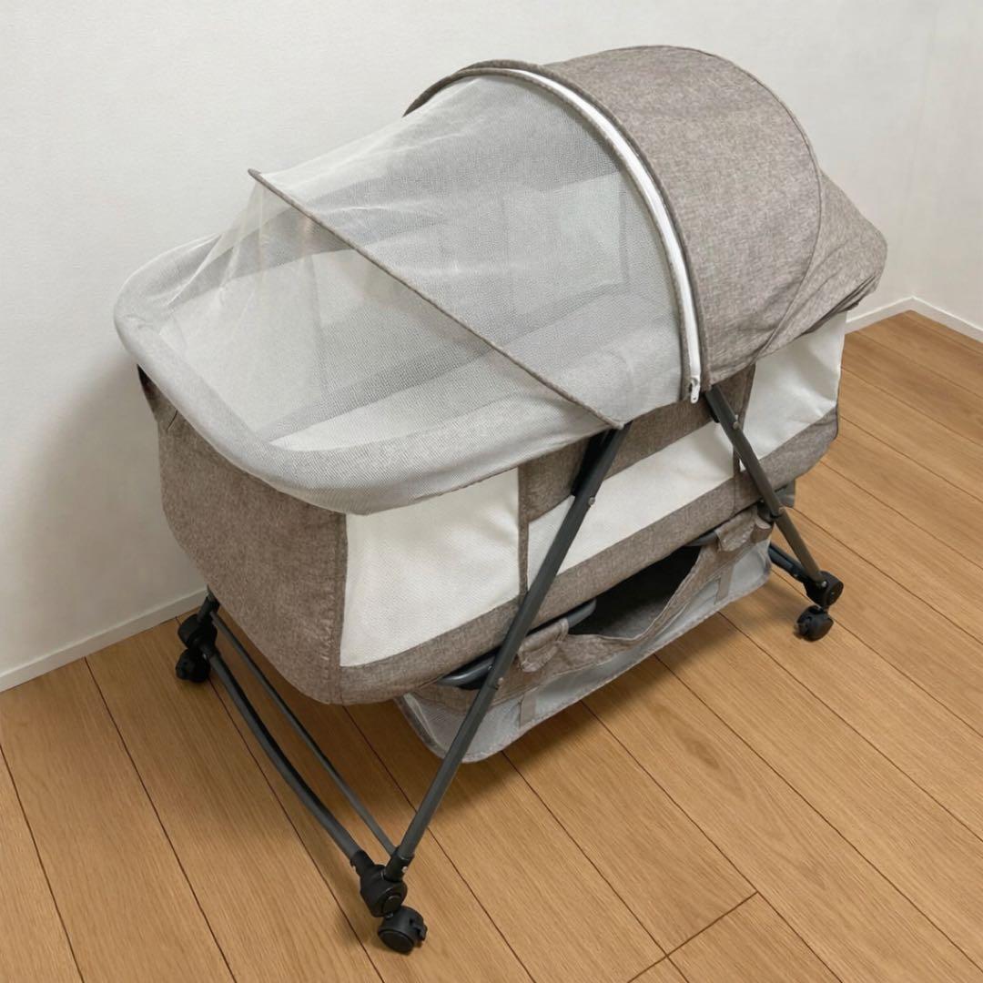 ubravoo ベビーベッド キャスター付き 折りたたみベッド ベージュ