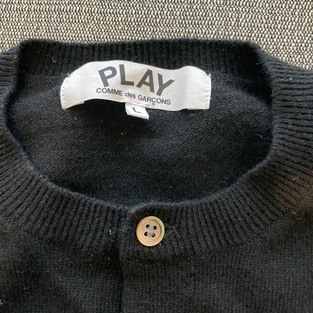 PLAY コムデギャルソン ニットカーディガン L パート刺繍ブラック