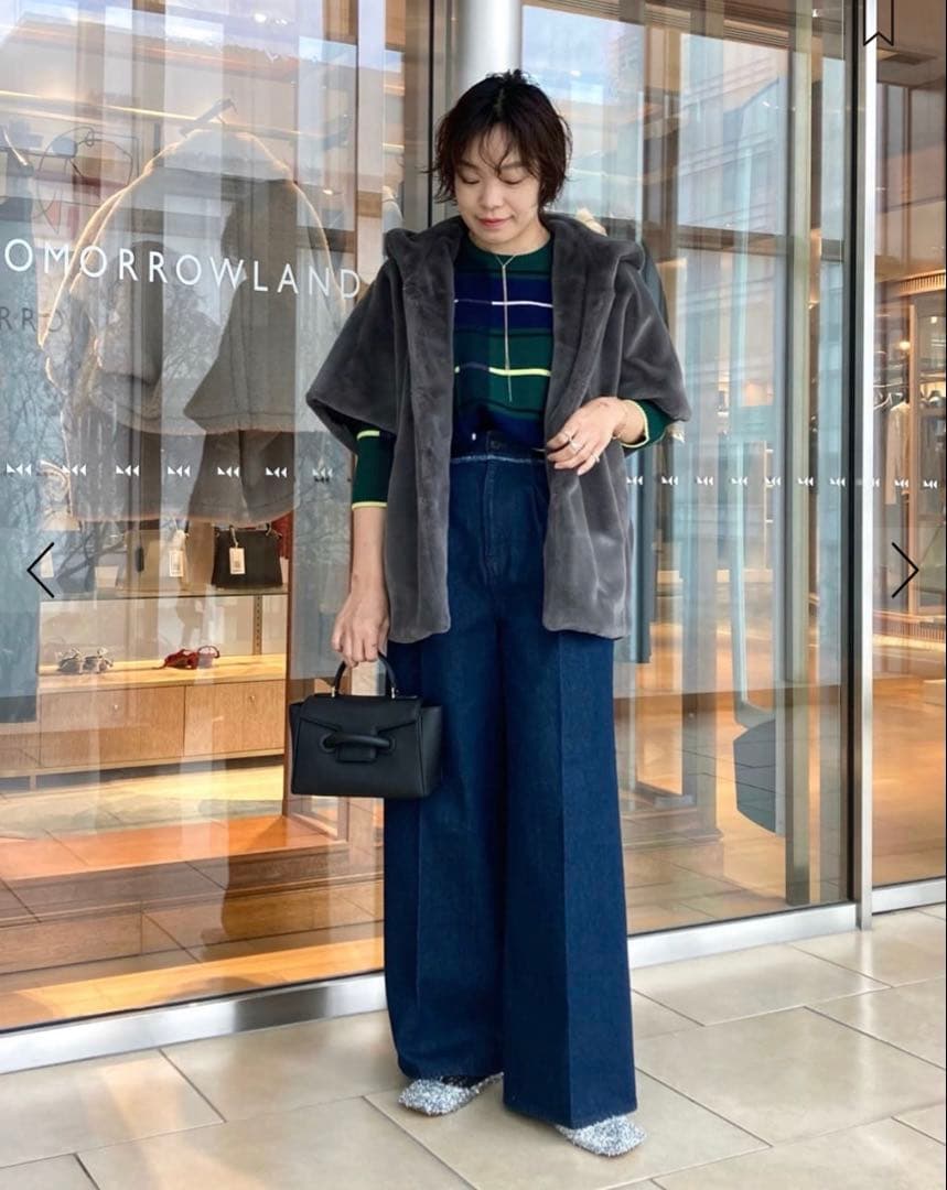 TOMORROWLAND スムースファー フーディーポンチョ（グレー） スムースファー フーディーポンチョ | maison TOMORROWLAND/メゾン