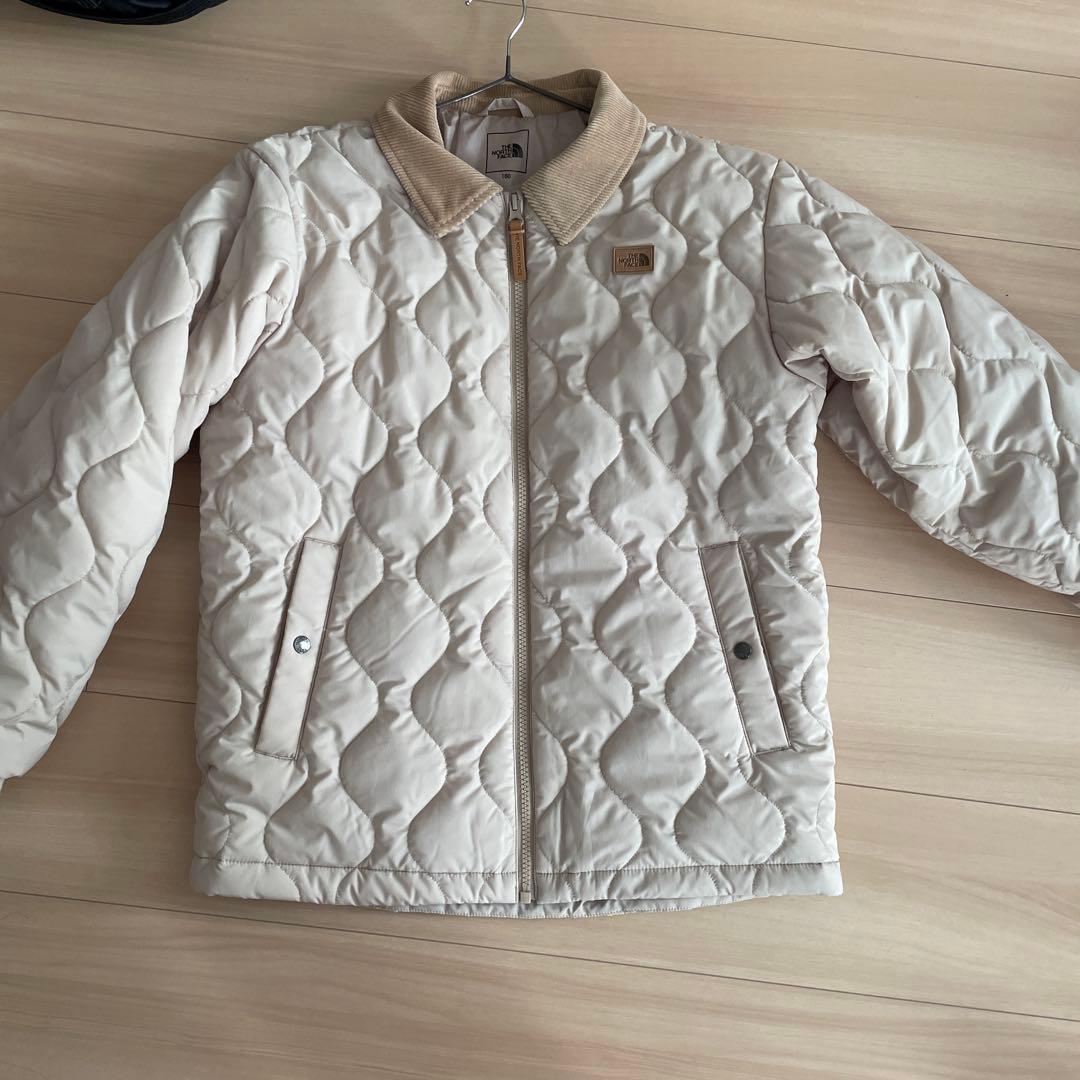 ベージュ キルティングジャケット コーデュロイ襟 韓国ノースフェイス