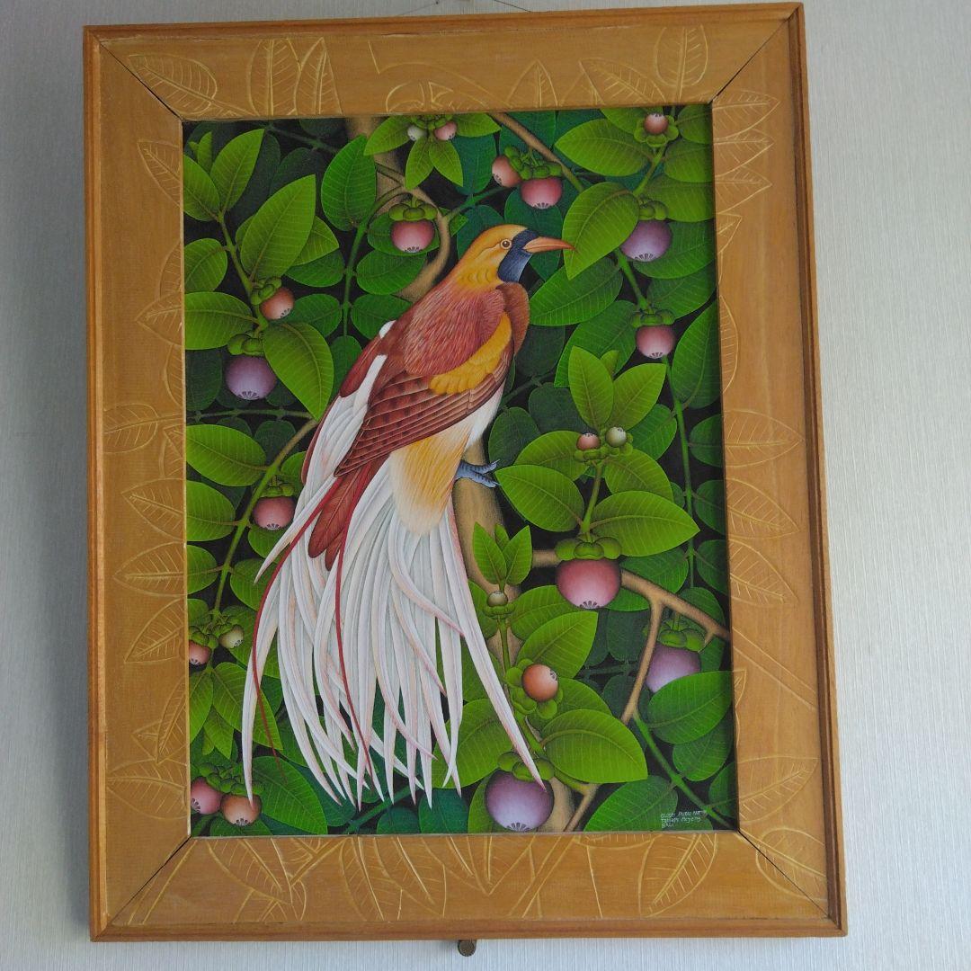 バリ　木彫りフレーム　絵画　超大型100×80 バリ 木彫りフレーム 絵画 超大型100×80