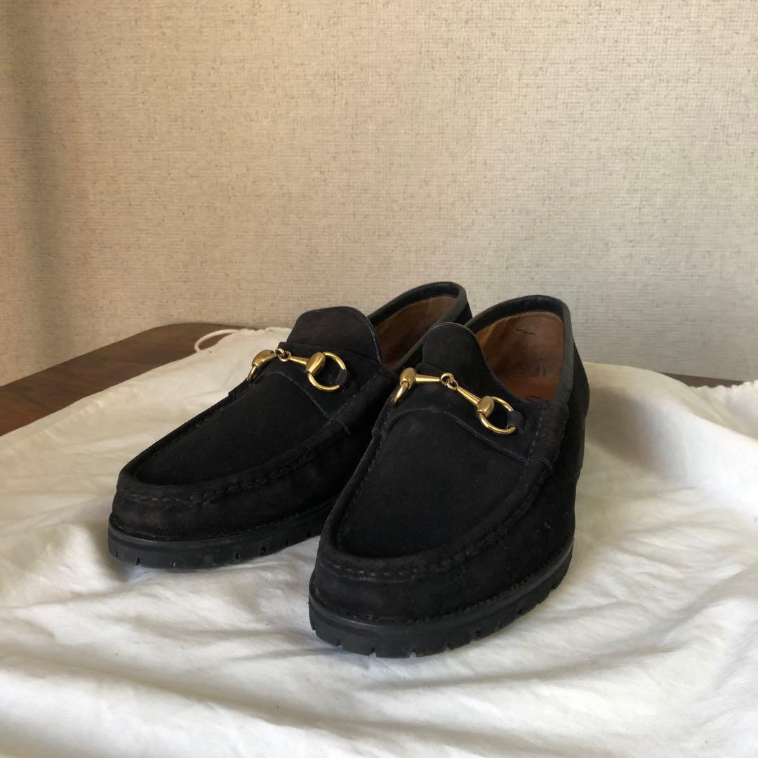 GUCCI グッチ ホースビット スエード ローファー ブラック 43 中古・古着通販】GUCCI (グッチ) ホースビット スエードローファー