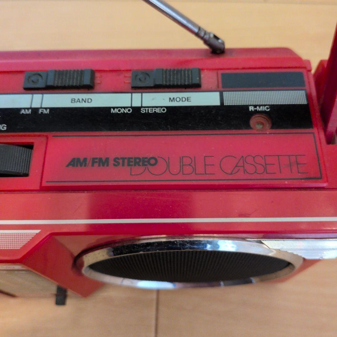 UNISEF ダブルカセットラジカセ 赤 - メルカリ