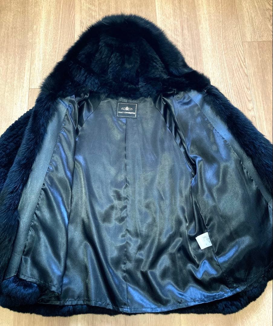 GRACE CONTINENTAL ファーケープコート 黒 サイズ36