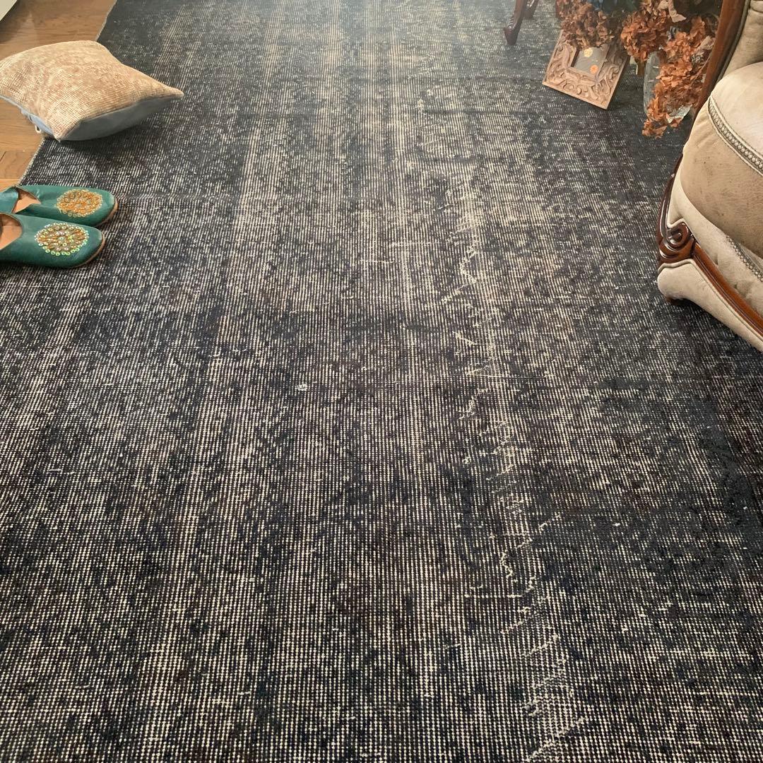 超大判　トルコヴィンテージラグ　ブラックネイビー　263×140 オーバーダイ 101から109×229 ブラックオーバーダイ トルコヴィンテージラグ - メルカリ