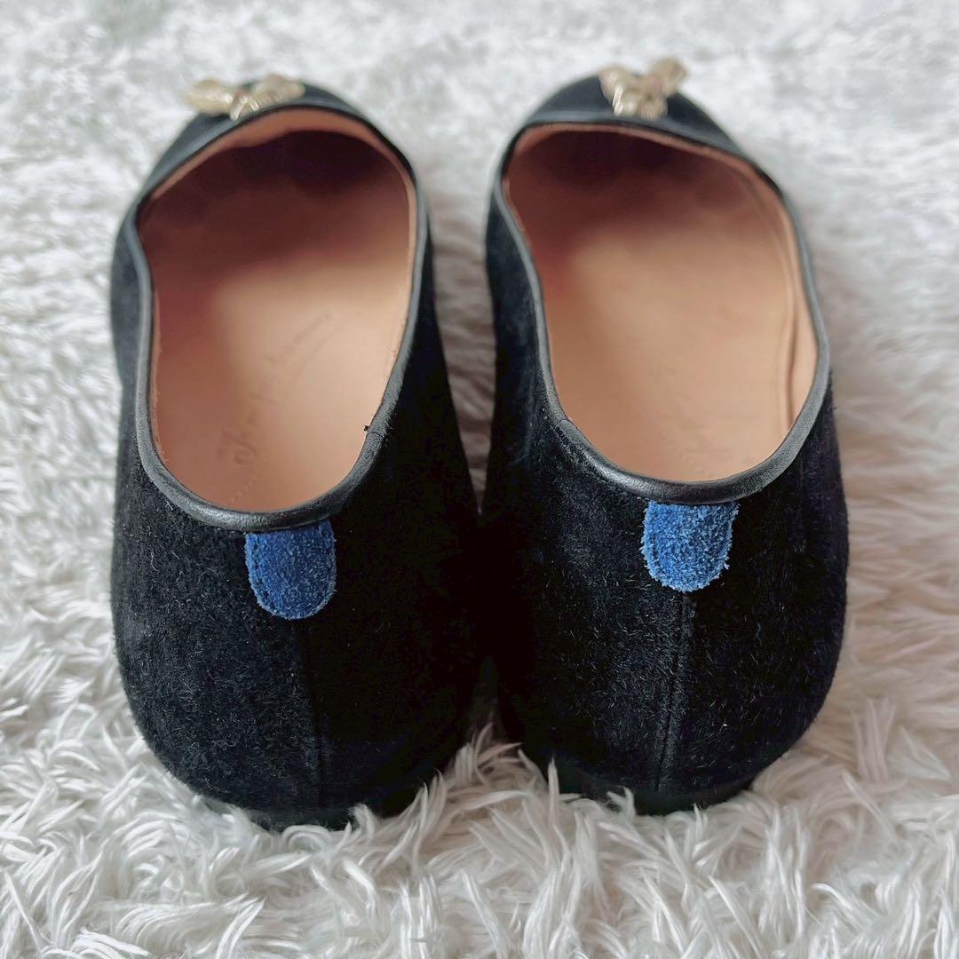 シャルテ フラットシューズ オペラシューズ黒×ゴールドタッセル付き 39