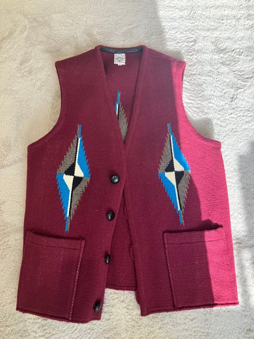 <最終値下> オルテガ チマヨベスト ORTEGA'S 42サイズ ビンテージ 60s USA製 ORTEGA'S オルテガ チマヨ ベスト 42 グリーン系 赤タグ XL