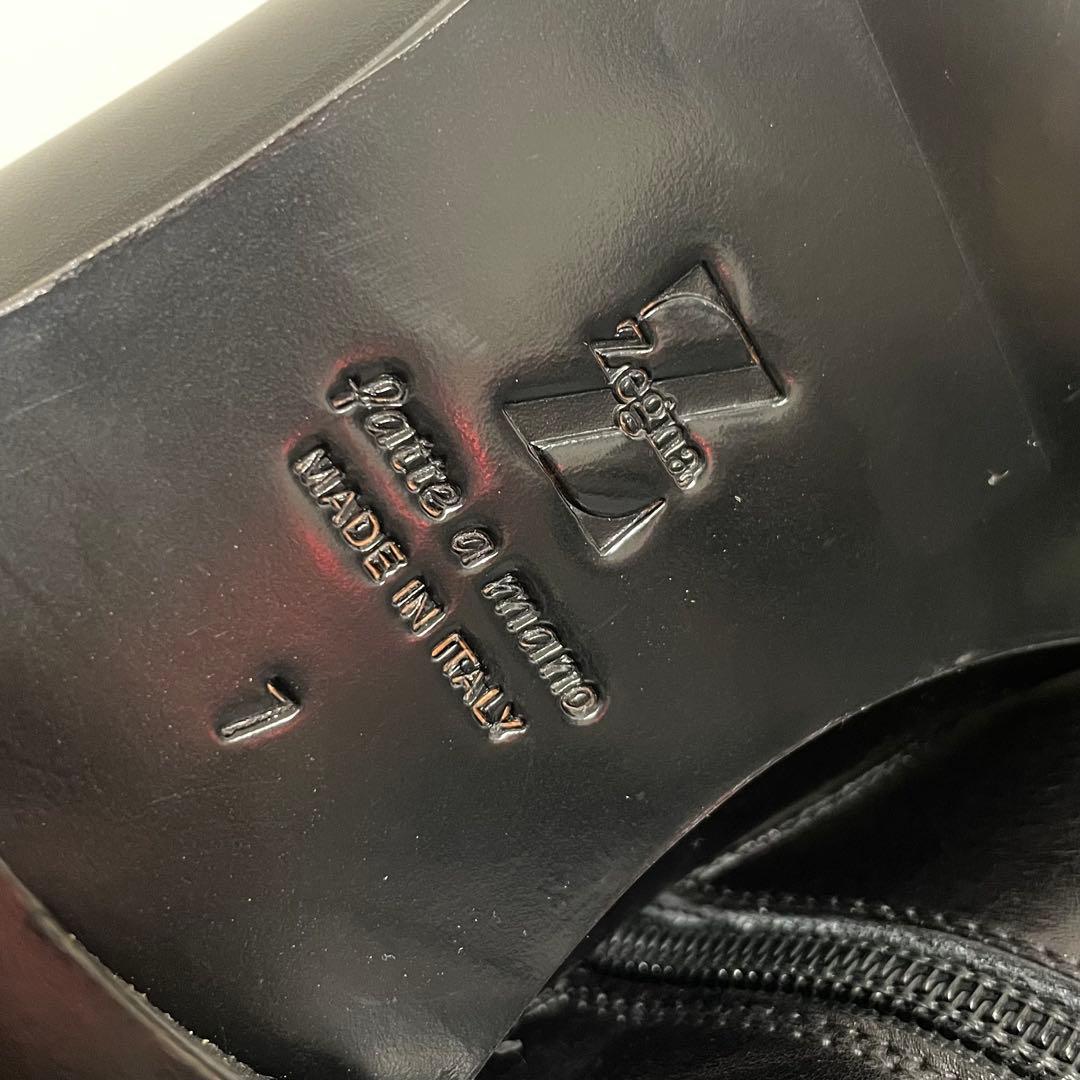 Ermenegildo Zegna (ゼニア)レザーブーツ 25.5cm 黒色