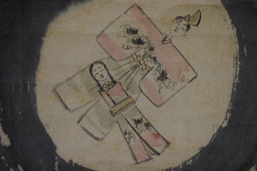 真作/河村文鳳/宝珠に雛図/布袋屋掛軸HG-698 - メルカリ