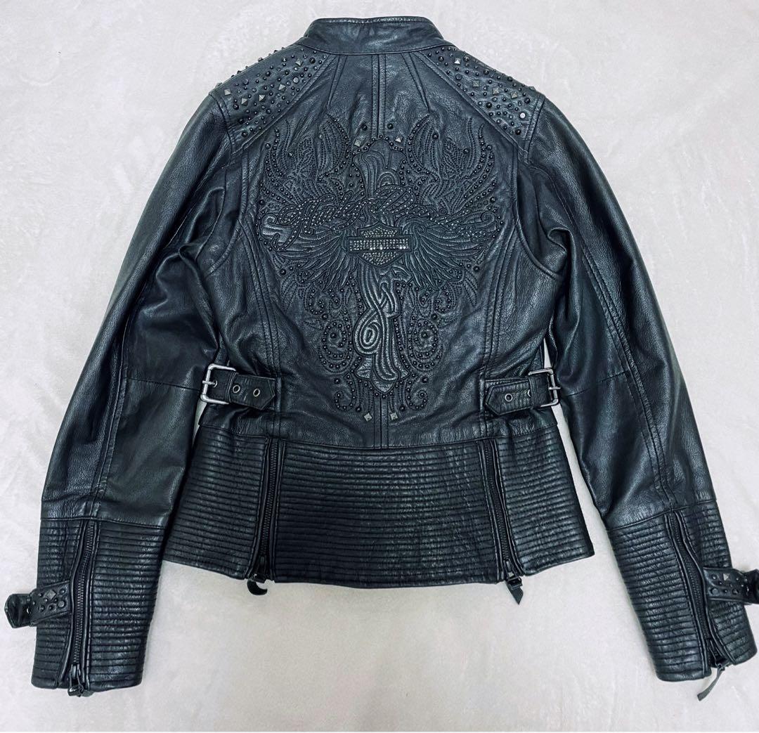 【希少】 ハーレーダビッドソン スタッズ ロゴ 刺繍 ライダース ⭐️「夏休み」も終わり‼️もう直ぐ秋・冬‼️⭐️ HARLEY DAVIDSON